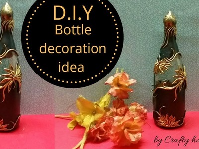 DIY bottle art. Antique floral pattern on bottle for beginners by Crafty hands