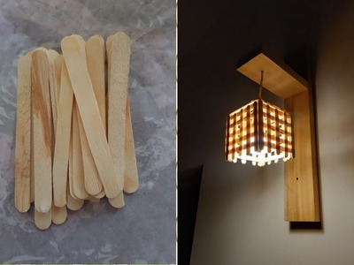 DIY CRAFT, DM CRAFT, WALL LAMP, easy craft ideas , ice stick craft, wall lamp with waste things.