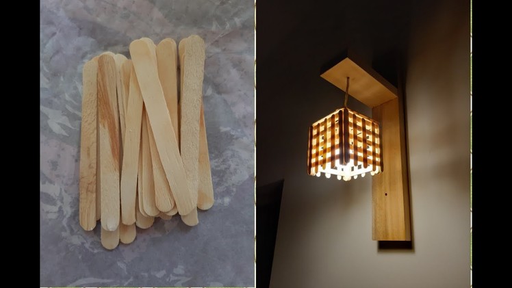 DIY CRAFT, DM CRAFT, WALL LAMP, easy craft ideas , ice stick craft, wall lamp with waste things.