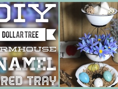 DIY Dollar Tree Farmhouse Enamel 3 Tiered Tray - Farmhouse Rustic Decor Tier Tray