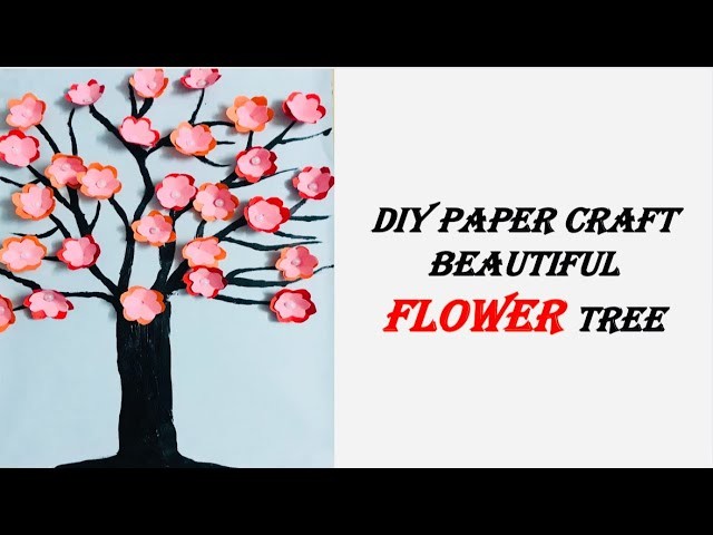 DIY! How to make beautiful flower tree. paper craft. home decor. wall decoration ideas. paper flower