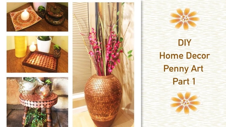 DIY Penny Home Decor Craft Ideas Part 1 - Decorative candle holder & tray using penny art
