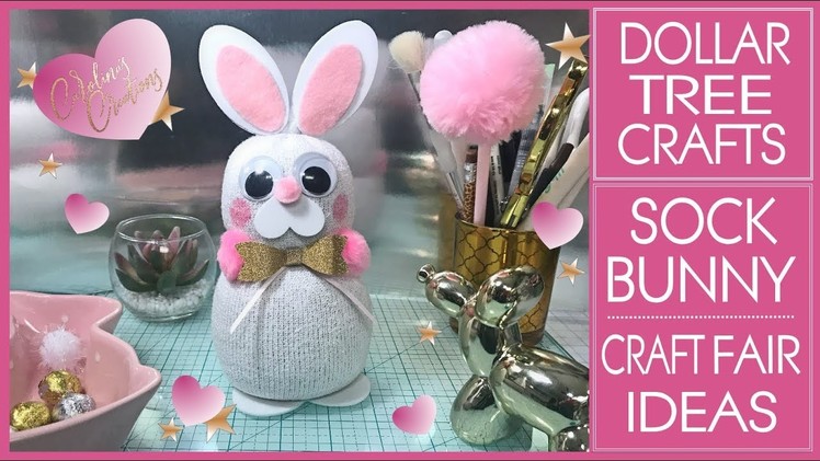 Dollar Tree Sock Bunny DIY -  No Sew Sock Bunny - Craft Fair Ideas - Kids Crafts - Sock Animals