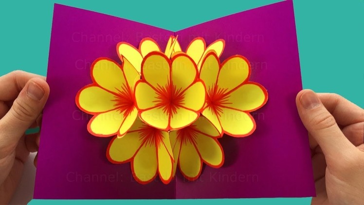 Easy paper craft: DIY flower pop up card | DIY 3D card | Birthday card