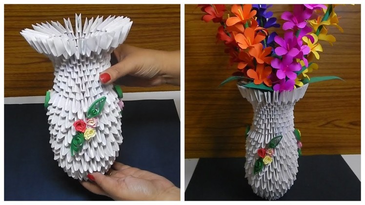 How To Make A  Paper Flower Vase  (Diy origami Paper Craft )