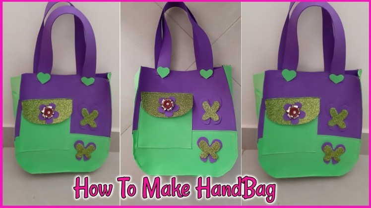 How to make handbag from craft plastic | beautiful handbag cutting and stitching
