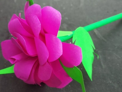 How to make rose flower with paper। paper art and craft ideas.