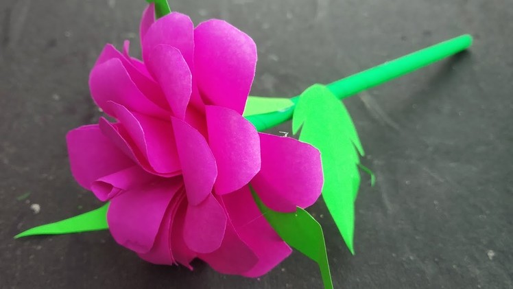 How to make rose flower with paper। paper art and craft ideas.