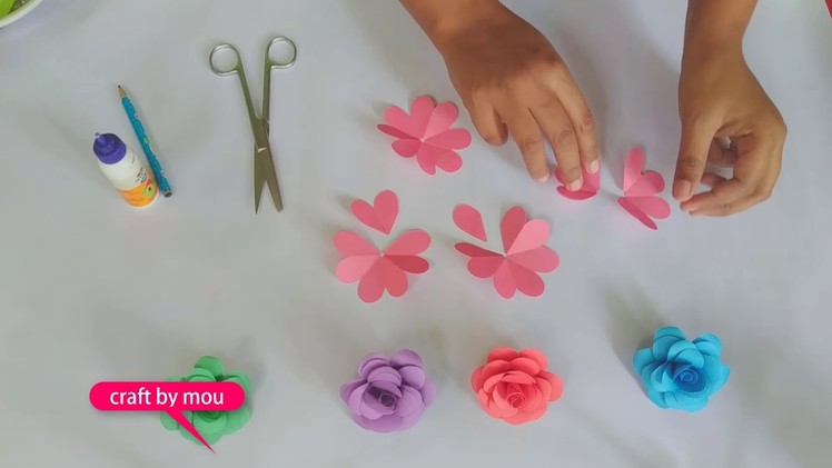 How to make Small Paper rose DIY ???????? | kagojer golapful | ????????paper craft flower