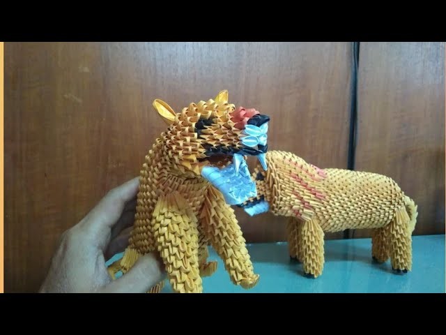 Papercraft 3d origami lioness tutorial part 4
