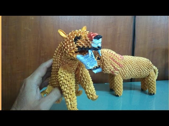 Papercraft 3d origami lioness tutorial part 2
