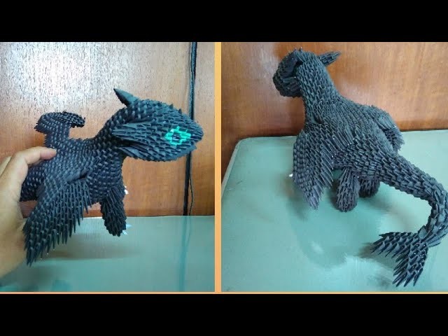 Papercraft 3d origami toothless night fury dragon tutorial part 1