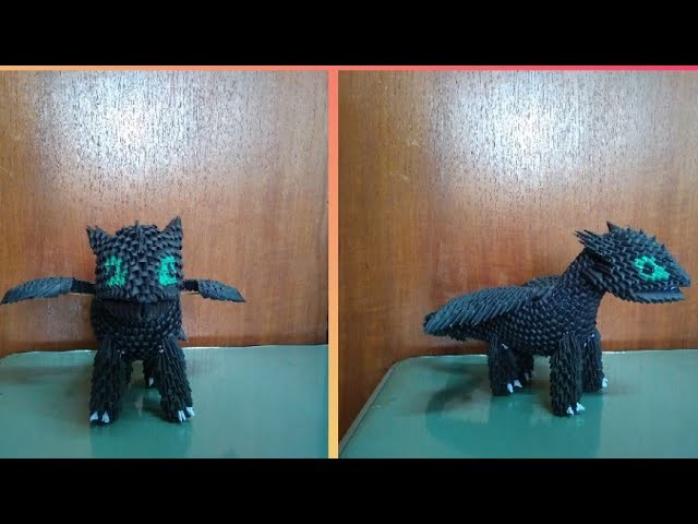Papercraft 3d origami toothless night fury tutorial part 2