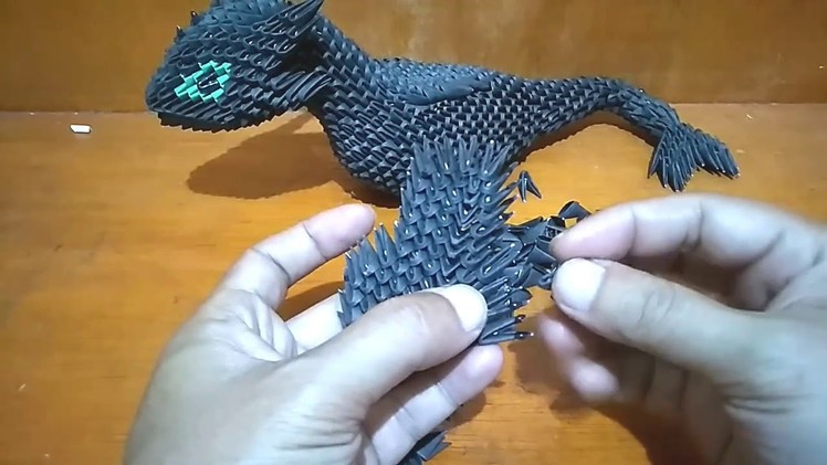 Papercraft 3d origami toothless night fury dragon tutorial part 5