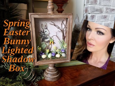 Spring Easter Bunny DIY Lighted Shadow Box Large