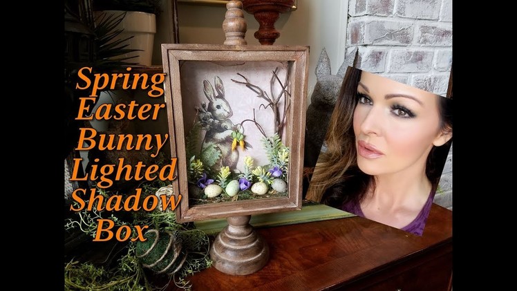 Spring Easter Bunny DIY Lighted Shadow Box Large
