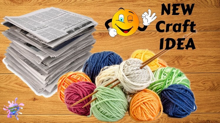 Unique !! Newspaper & woolen craft idea | DIY Room Decor