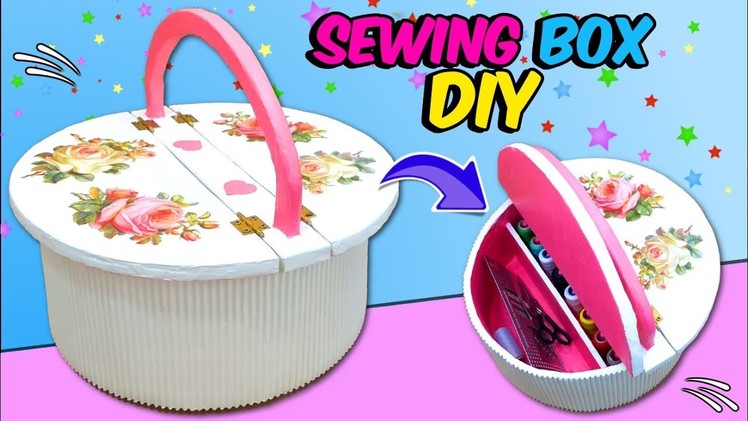 Best Out Of Waste material SEWING BOX  Easy CARDBOARD Craft Idea DIY