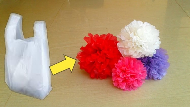 DIY Flowers Making With Plastic Carry Bags || waste plastic Bags Flowers Craft