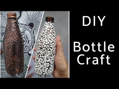 #DIY | Glass Bottle Craft For Beginners | Egg Shell Mosaic Art | Simple & Easy Bottle Decoration