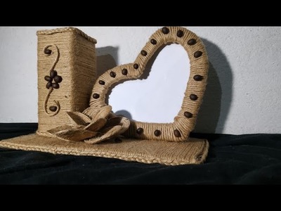 DIY- Jute craft making at home. .Photo frame from jute  rope and coffee beans. 
