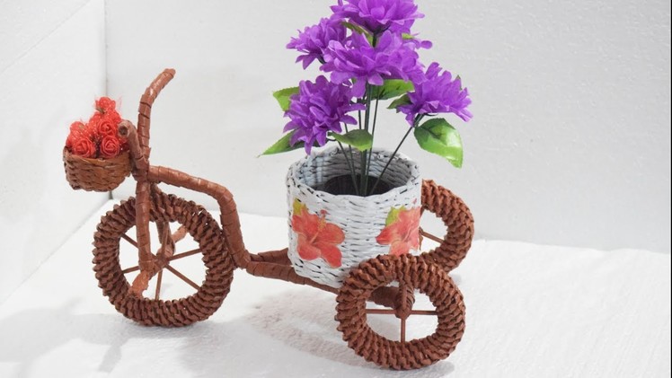 DIY: Newspaper decorative cycle:: Best out of the wastes:: Newspaper craft