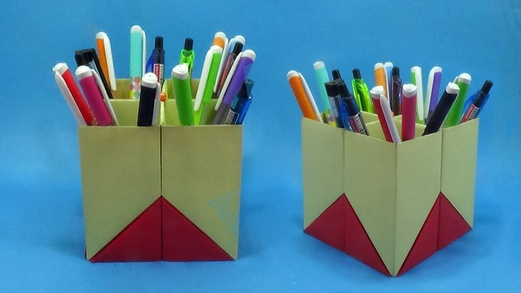 DIY Paper Pen Stand Craft Making | How to Make Origami Pen or Pencil Holder Out of Paper