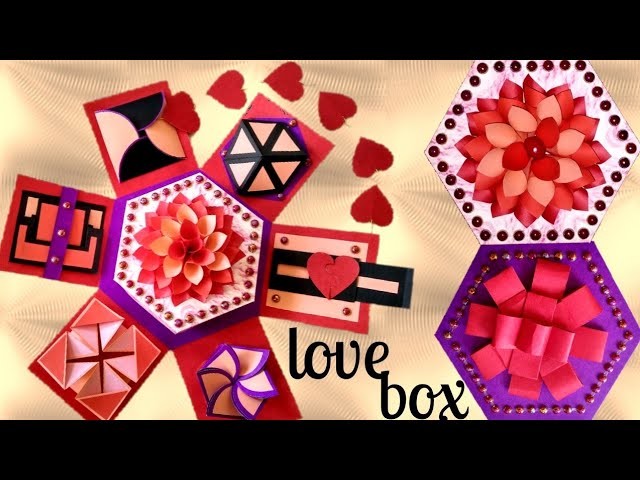 Hexagon Explosion Box Gift Idea For Birthday ❤. Birthday Gift Ideas Homemade. Handmade Craft inside