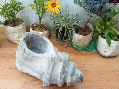 How to make amazing cement pot | bonsai cement pot | P craft