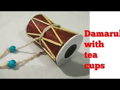 Paper tea cup craft idea.Best out of waste.Damarukam with tea cups#4