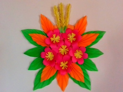 Wall hanging craft idea of colour paper. DIY. How to make wall hanging. Room decoration idea.
