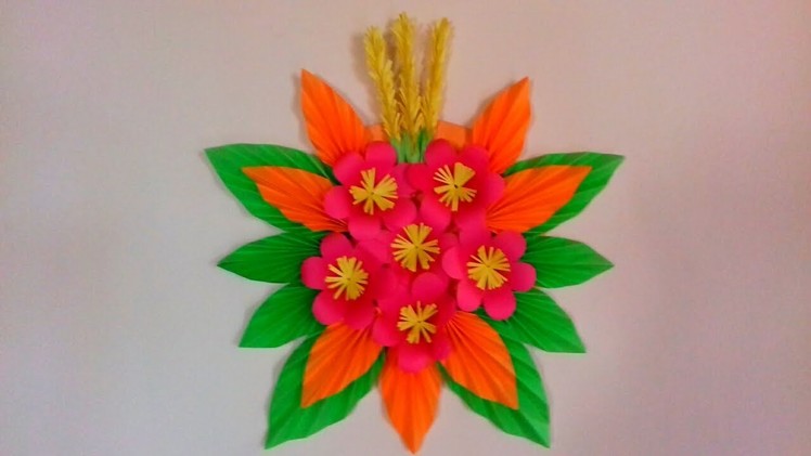 Wall hanging craft idea of colour paper. DIY. How to make wall hanging. Room decoration idea.