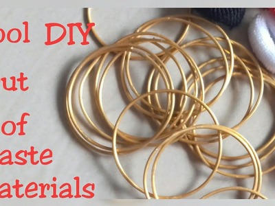 Waste material recycle craft idea.Recycle old bangles & hair rubber band.easy door hanging tutorial