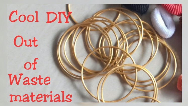 Waste material recycle craft idea.Recycle old bangles & hair rubber band.easy door hanging tutorial