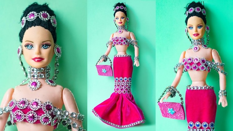 Barbie in LEHENGA ❤️ Indian Barbie Doll Party Dress.Jewelry Making | DIY Barbie Designer Dresses