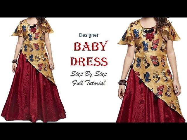 DIY Designer Baby Dress With Umbrella Sleeves Full Tutorial