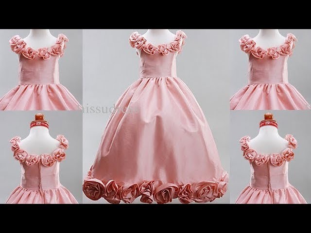 DIY Designer Baby Frock Decorated With Fabric Flower Full Tutorial