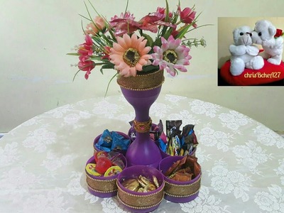 DIY Multi- Purpose Organizer.Canister with Vase Using Recycled Plastic Bottles