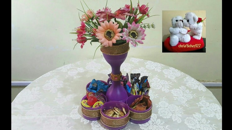 DIY Multi- Purpose Organizer.Canister with Vase Using Recycled Plastic Bottles