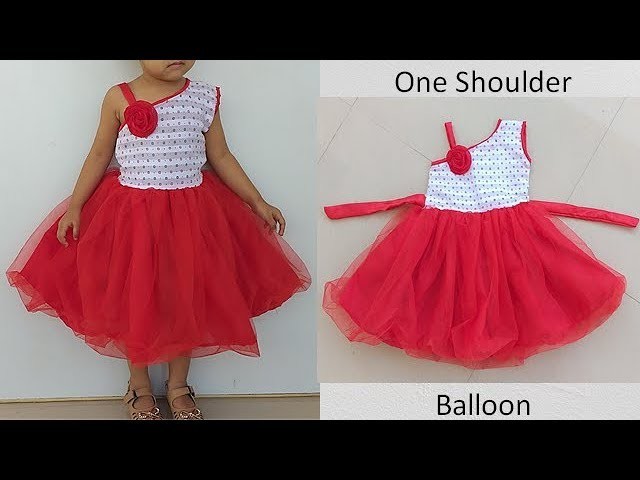 Diy One Shoulder Balloon Baby Frock Cutting & Stitching Full Tutorial
