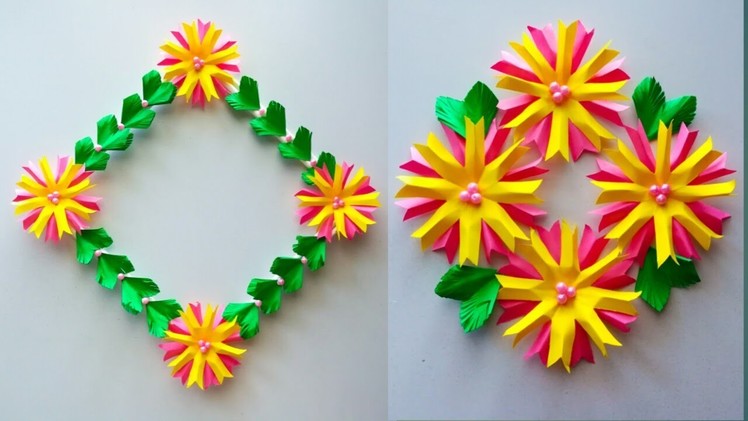 Diy paper flower wall hanging. Simple and beautiful wall hanging. Wall decoration by KovaiCraft