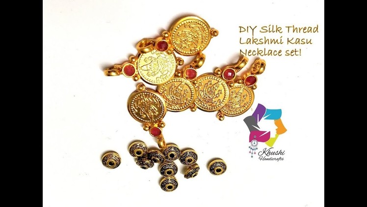DIY Silk Thread Necklace with Lakshmi. Laxmi Kasu Coin | Jewelry making Tutorial