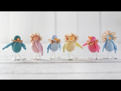 Easter Craft: Spun Cotton Spring Birds with Coffee Filter Bonnets and Ruffs
