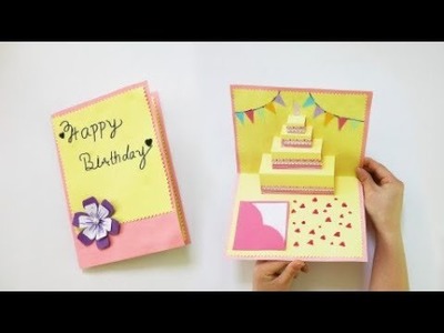 How to make Happy Birthday Cake - Pop-Up Card | DIY Birthday pop-up card | Easy Origami step by step