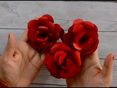 How to make Realistic and Easy Small Paper Roses - DIY Paper Flowers Tutorial