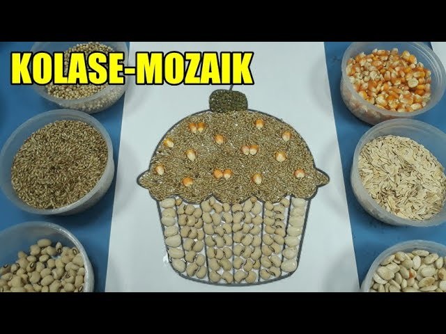 Kolase Biji Bijian bentuk Es krim ide kreatif craft for kindergarten students