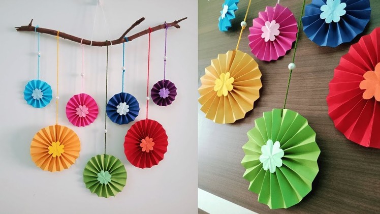 Paper flower wall hanging | DIY easy paper crafts tutorial - Wall decoration ideas