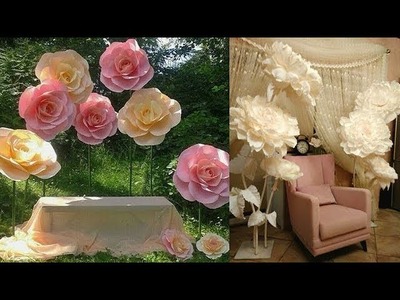Tutorial of DIY Paper Flower Stem and stand. Backdrop. Centerpiece.wedding decoration