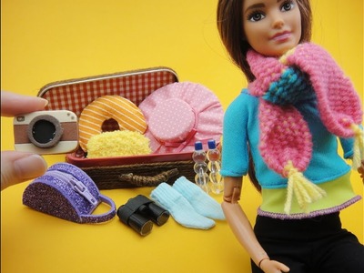 10 DIY Miniature Mini Barbie Accessories - Bag, Pouch, Hat, Scarf, Camera