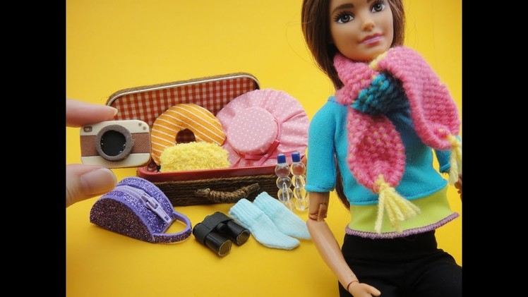 10 DIY Miniature Mini Barbie Accessories - Bag, Pouch, Hat, Scarf, Camera